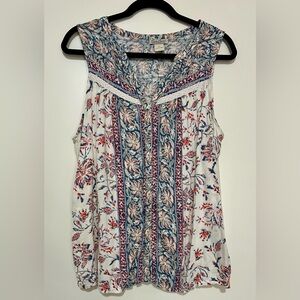 Lucky Brand Bohemian Floral Sleeveless Blouse